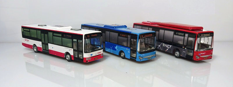 IVECO Irisbus Crossway LE Veolia + IVECO Crossway LE Transdev Ijesslmond + IVECO Crosswayx LE CNG Gas EBS - Modellbusse Niederlande Maßstab 1:87