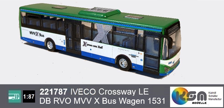 221787 IVECO Crossway LE DB RVO MVV X Bus Wagen 1531 - Busmodell  1:87