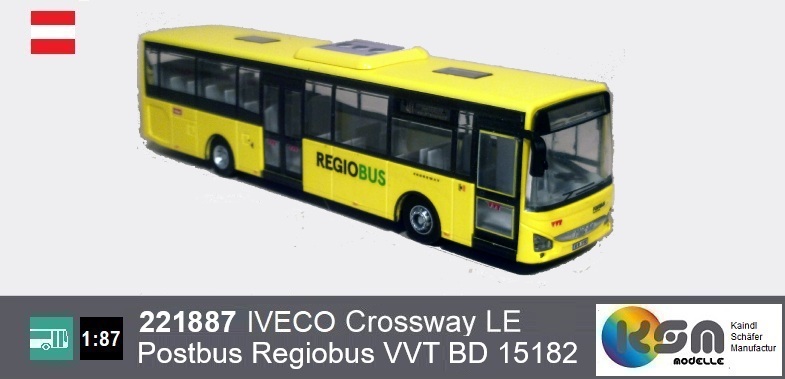 221887 IVECO  Crossway LE Postbus BD15182 Regiobus VVT Tirol - Busmodell  1:87