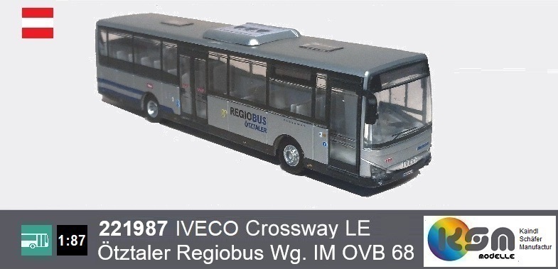 221987  IVECO Crossway LE OVB Ötztaler Regiobus VVT Tirol Wagen 68 - Busmodell  1:87