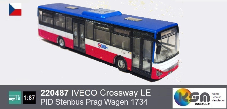 220487 - IVECO Crossway LE - PID Stenbus Prag 1734 - Linienbus, public bus, bus public, autobus, Modellbus - Scale 1:87